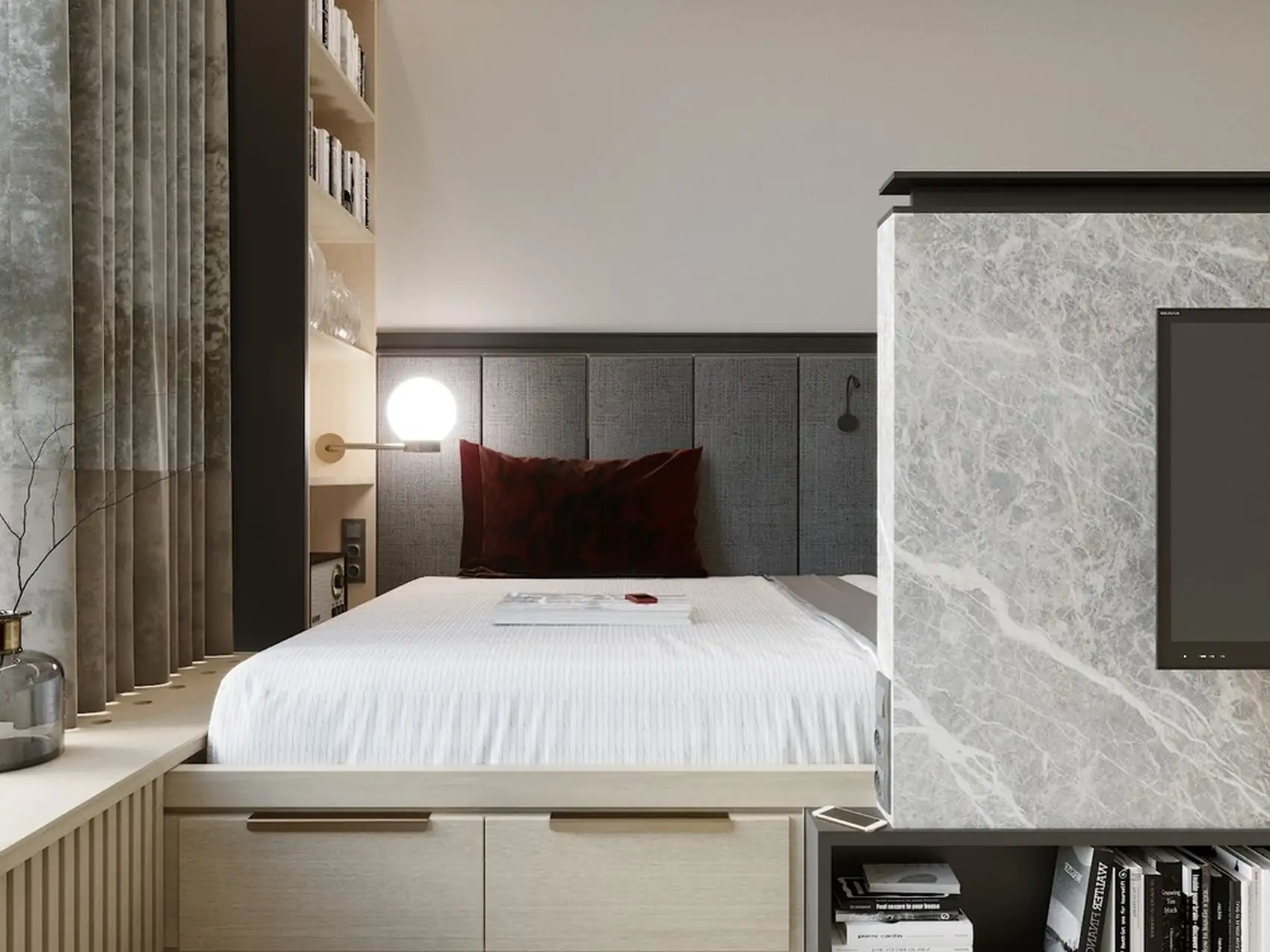 salon et espace chambre studio de 33m2 décoration contemporaine salon et espace chambre studio de 33m2 décoration contemporaine