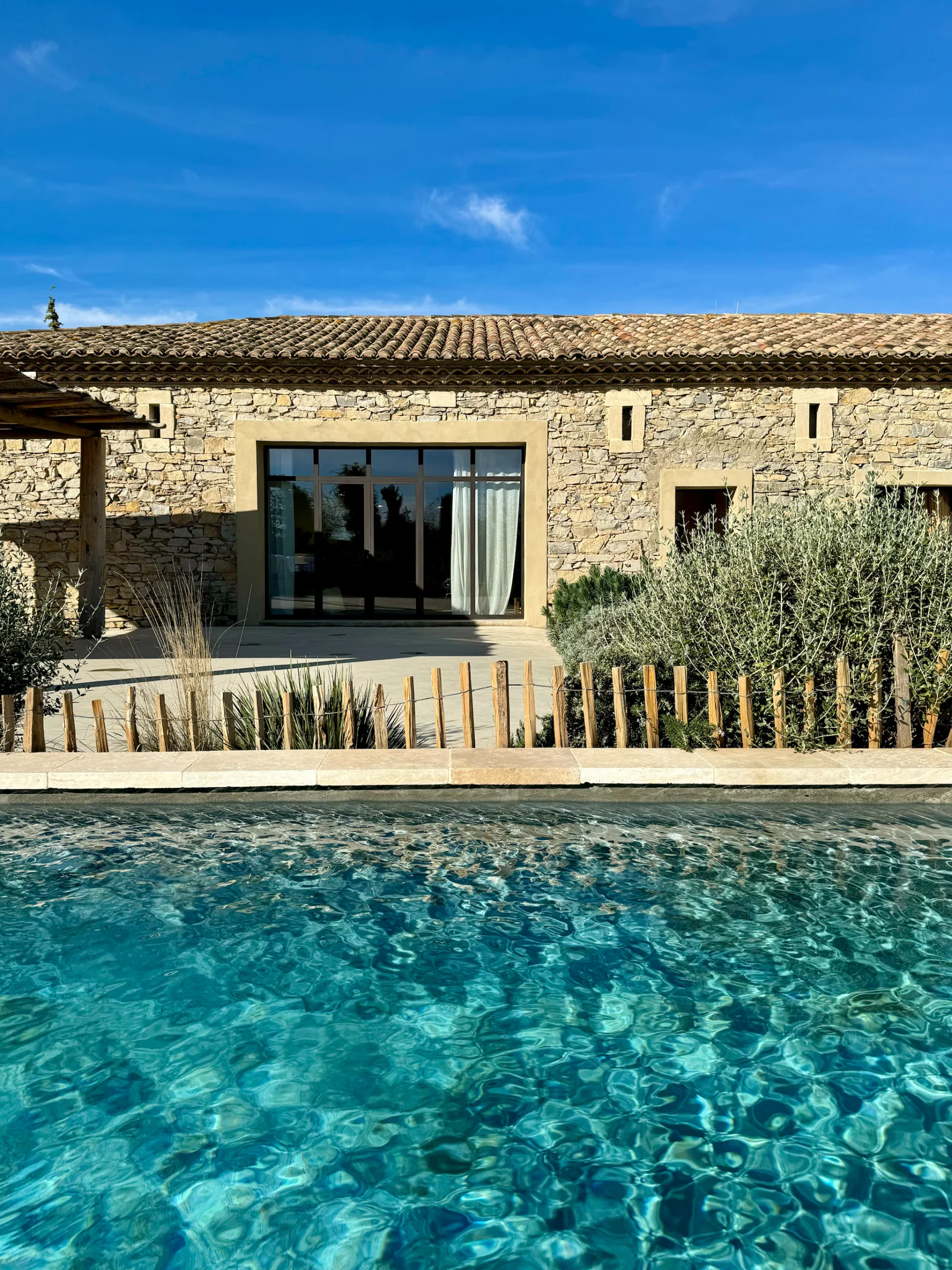 stone house with pool France contemporary decor