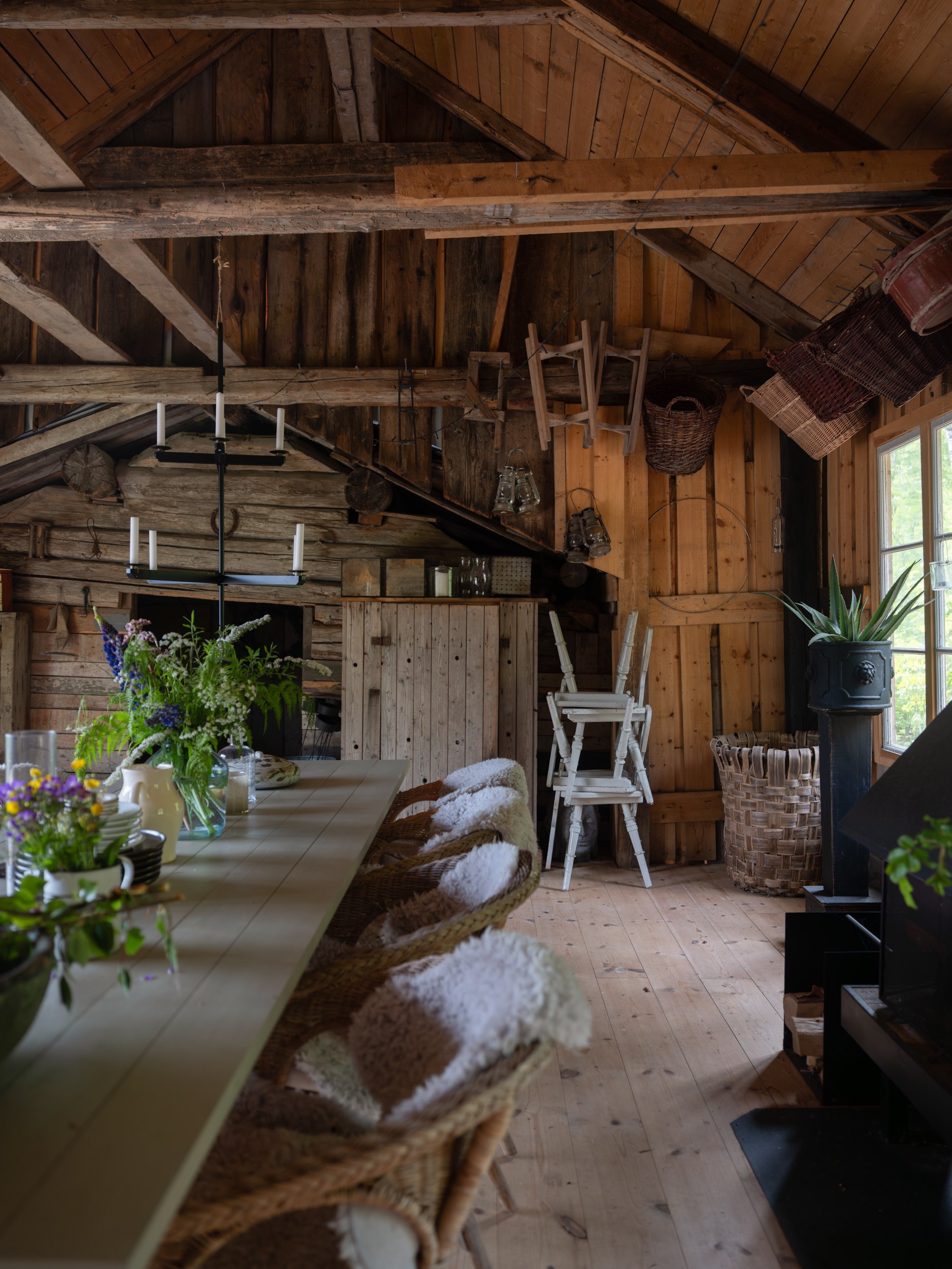 dining room in wooden barn dining room in wooden barn