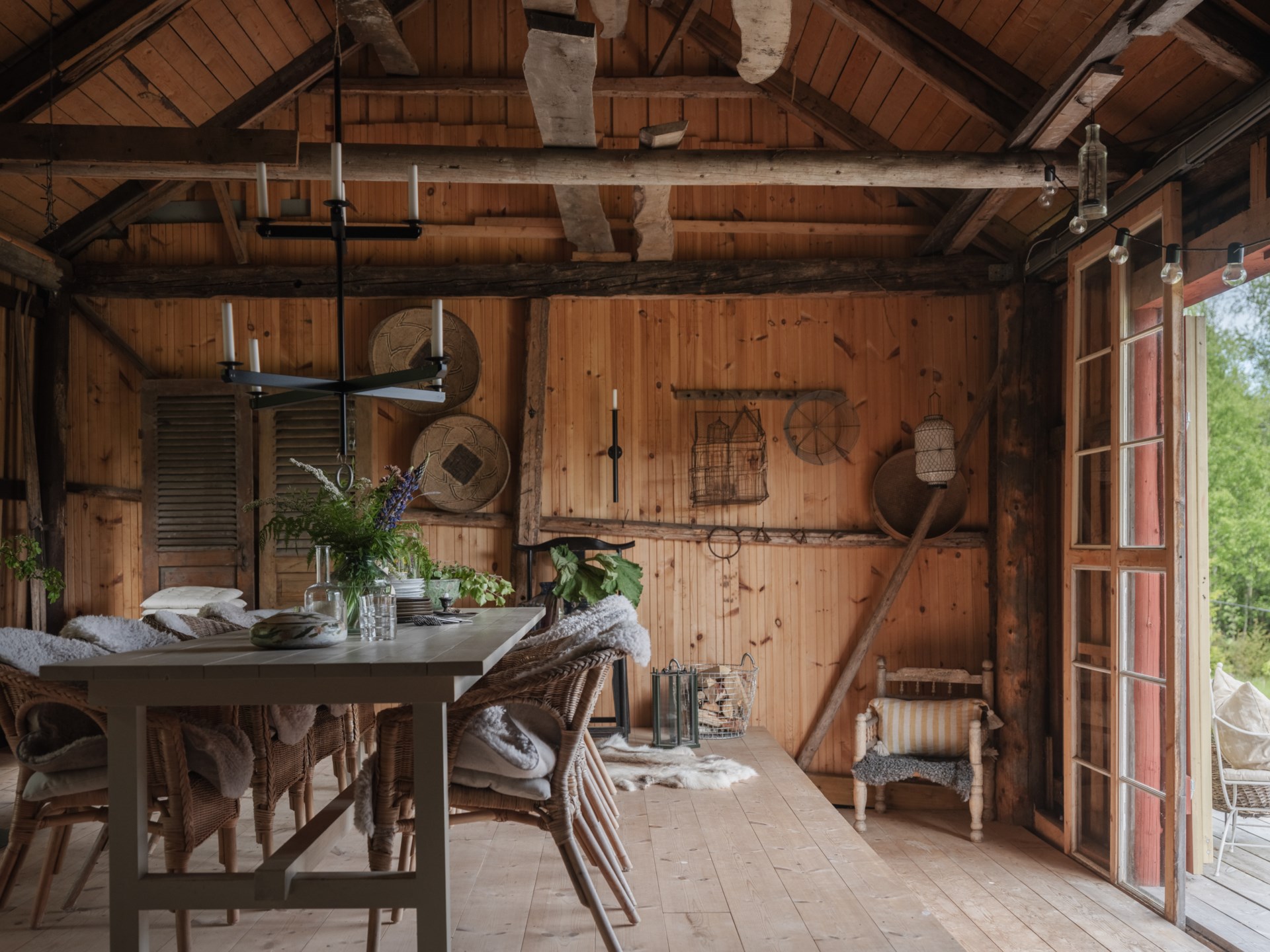 dining room in wooden barn dining room in wooden barn