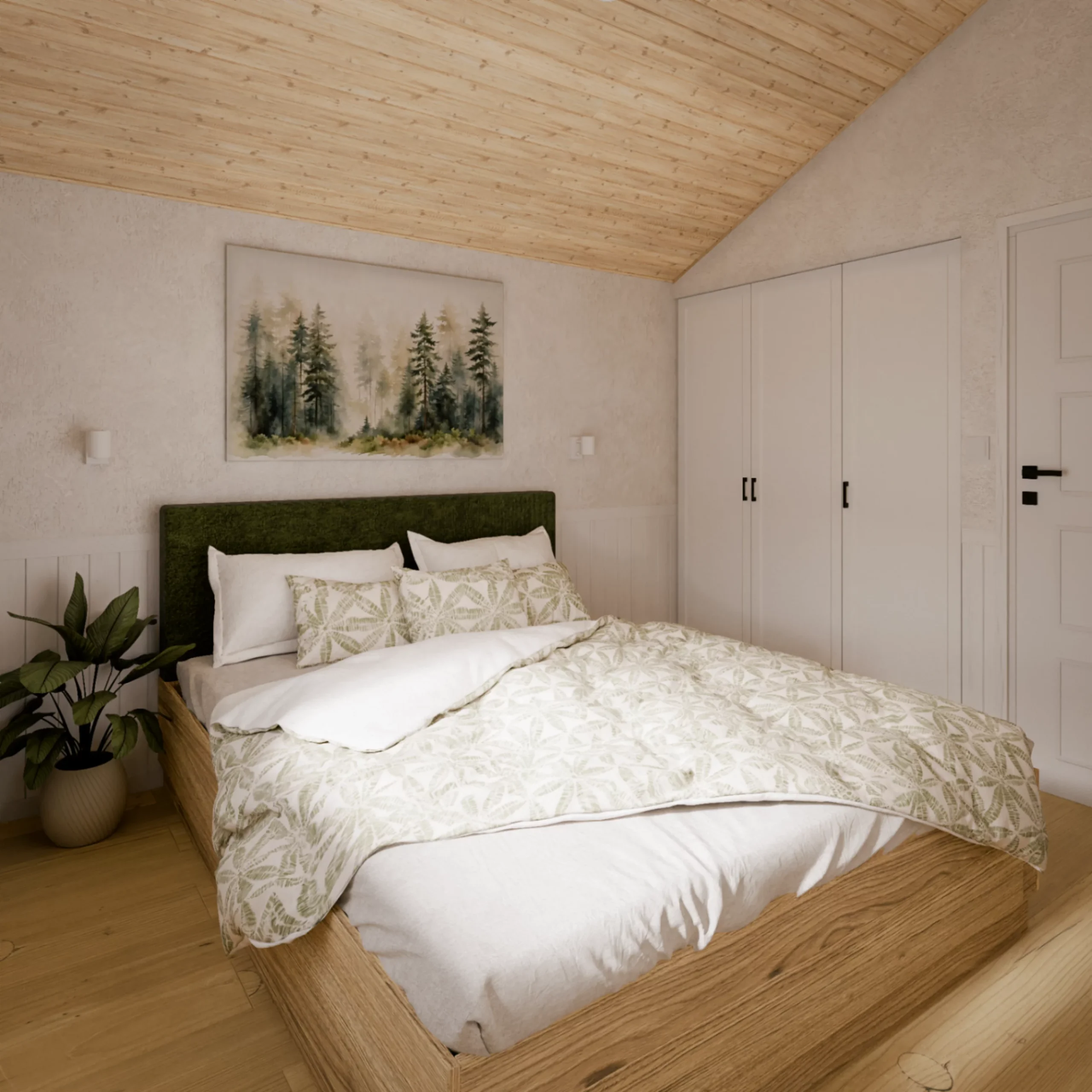 chambre blanche et verte