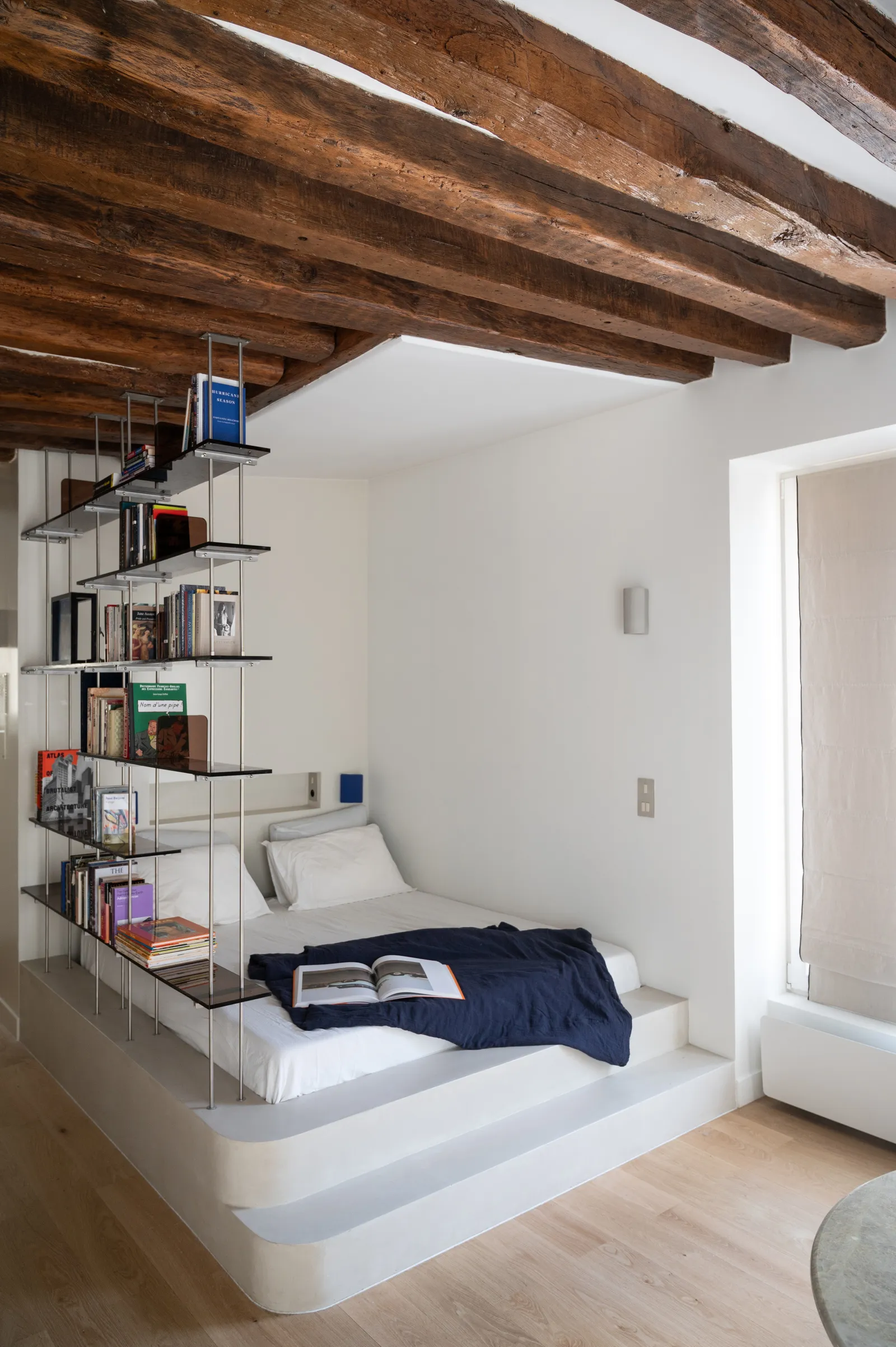 bedroom with beams contemporary decor