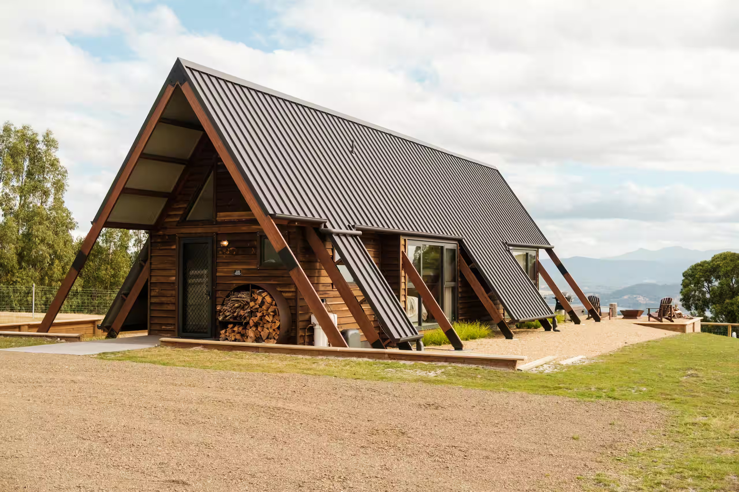 off-grid wooden A-Frame house in Tasmania off-grid wooden A-Frame house in Tasmania