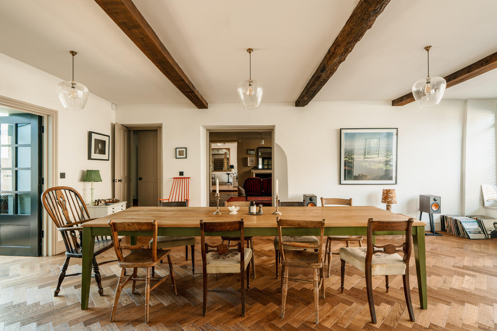 dining room with beams classic chic decor Tudor-style village house dining room with beams classic chic decor Tudor-style village house