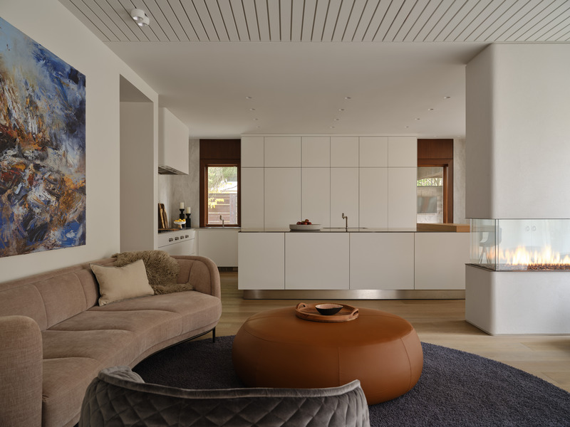 living room contemporary house with fireplace