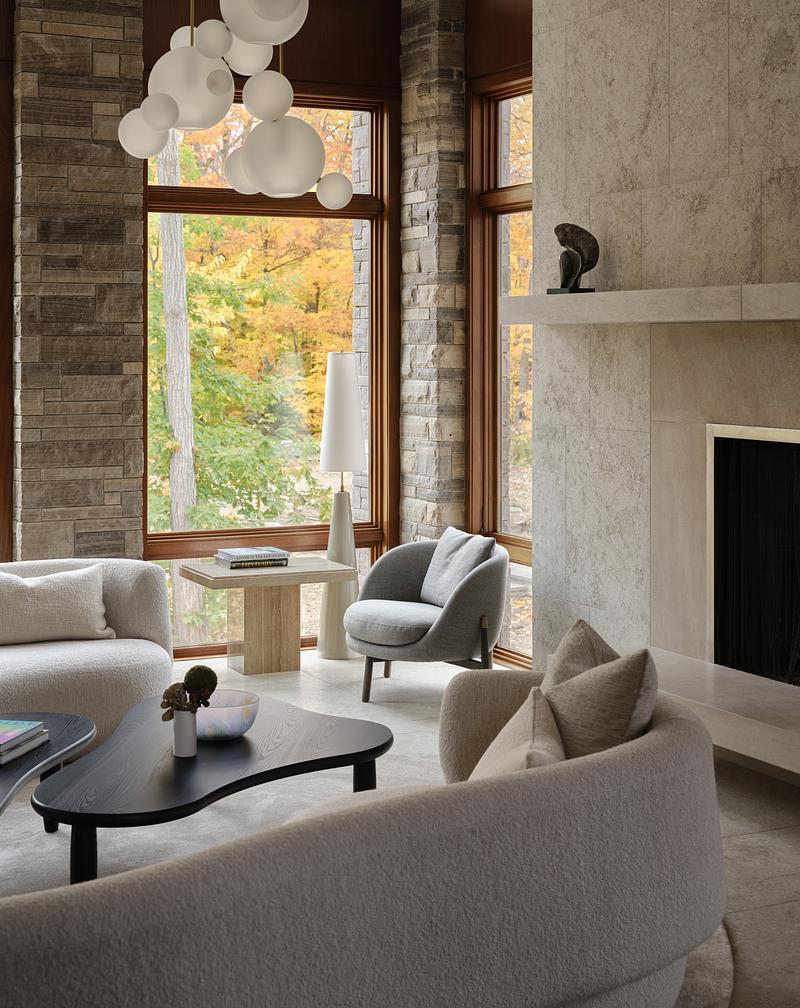 living room contemporary house with fireplace