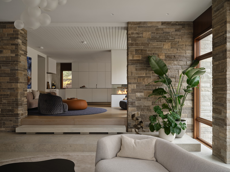living room contemporary house with fireplace