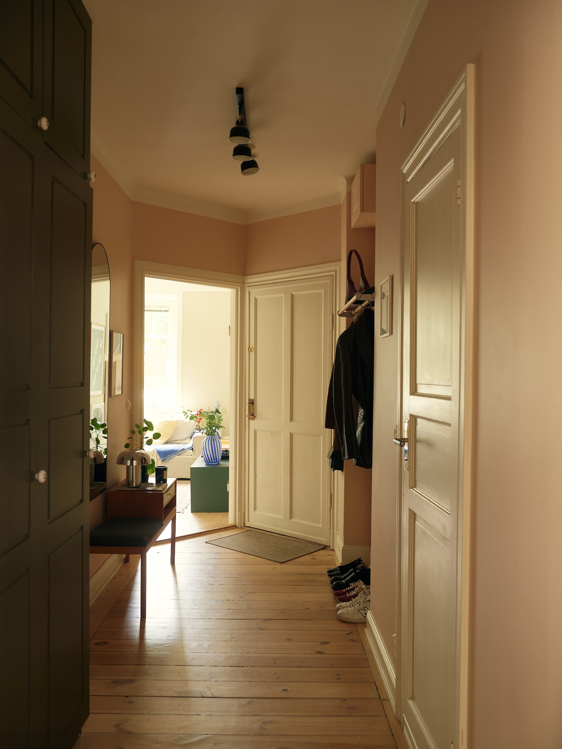 pale pink entryway 58sqm apartment