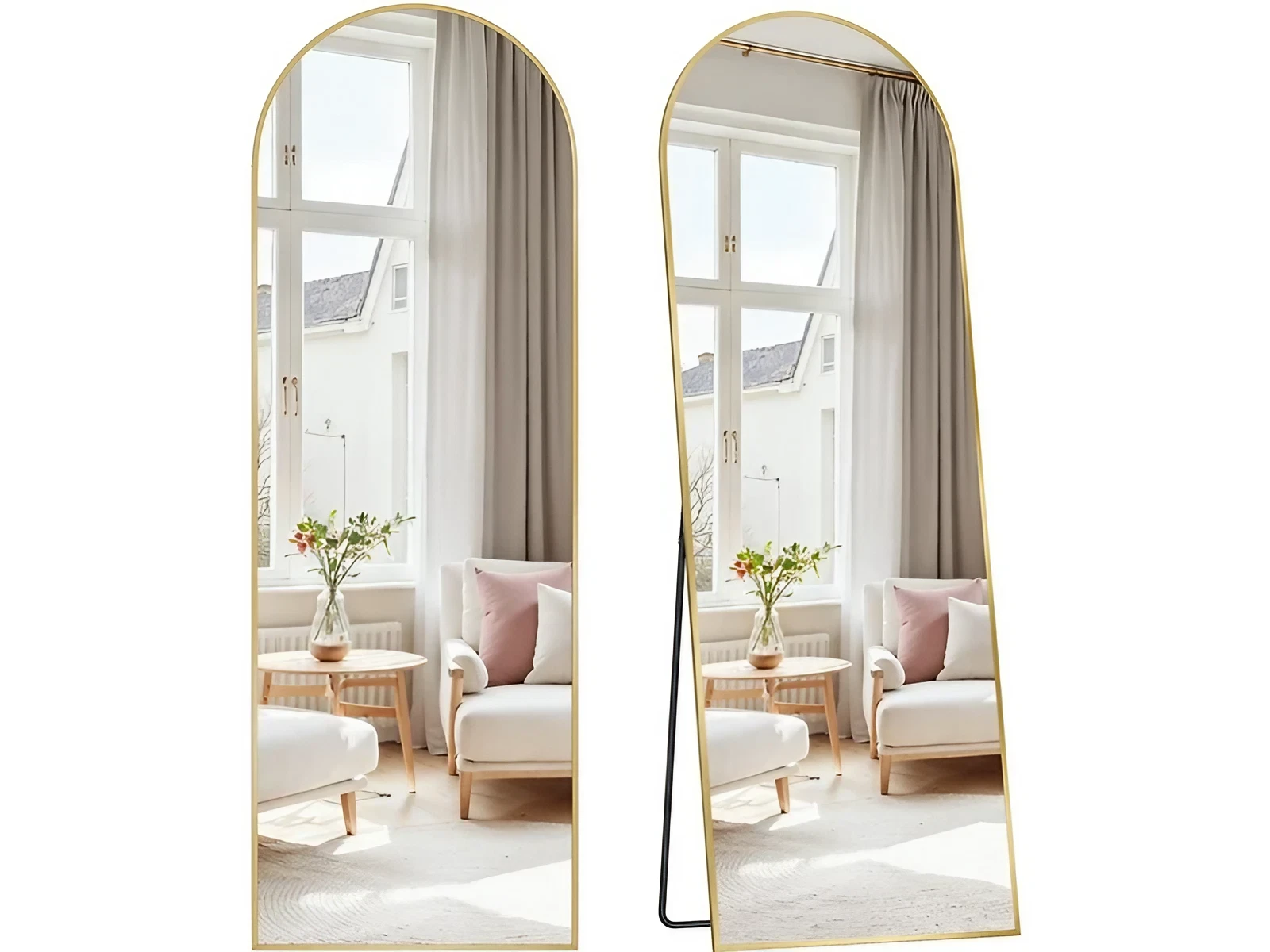 miroir à poser au sol forme cintrée