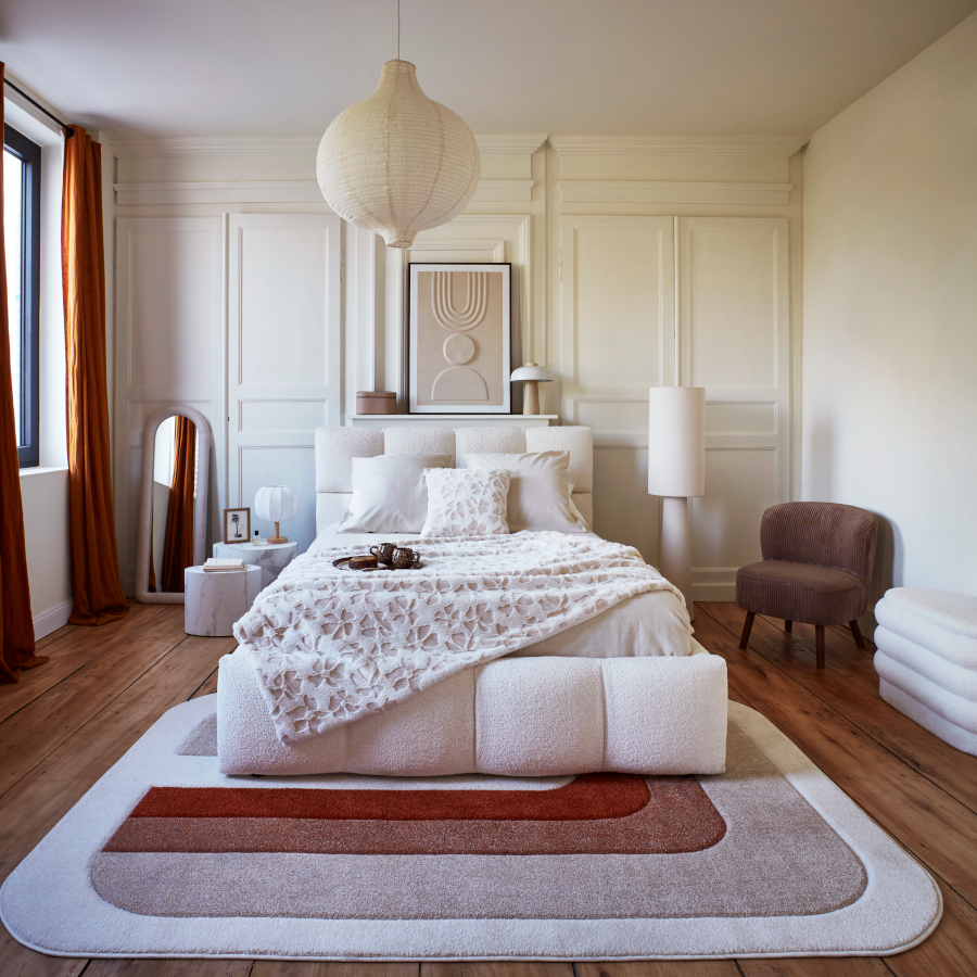 chambre beige décoration contemporaine Conforama
