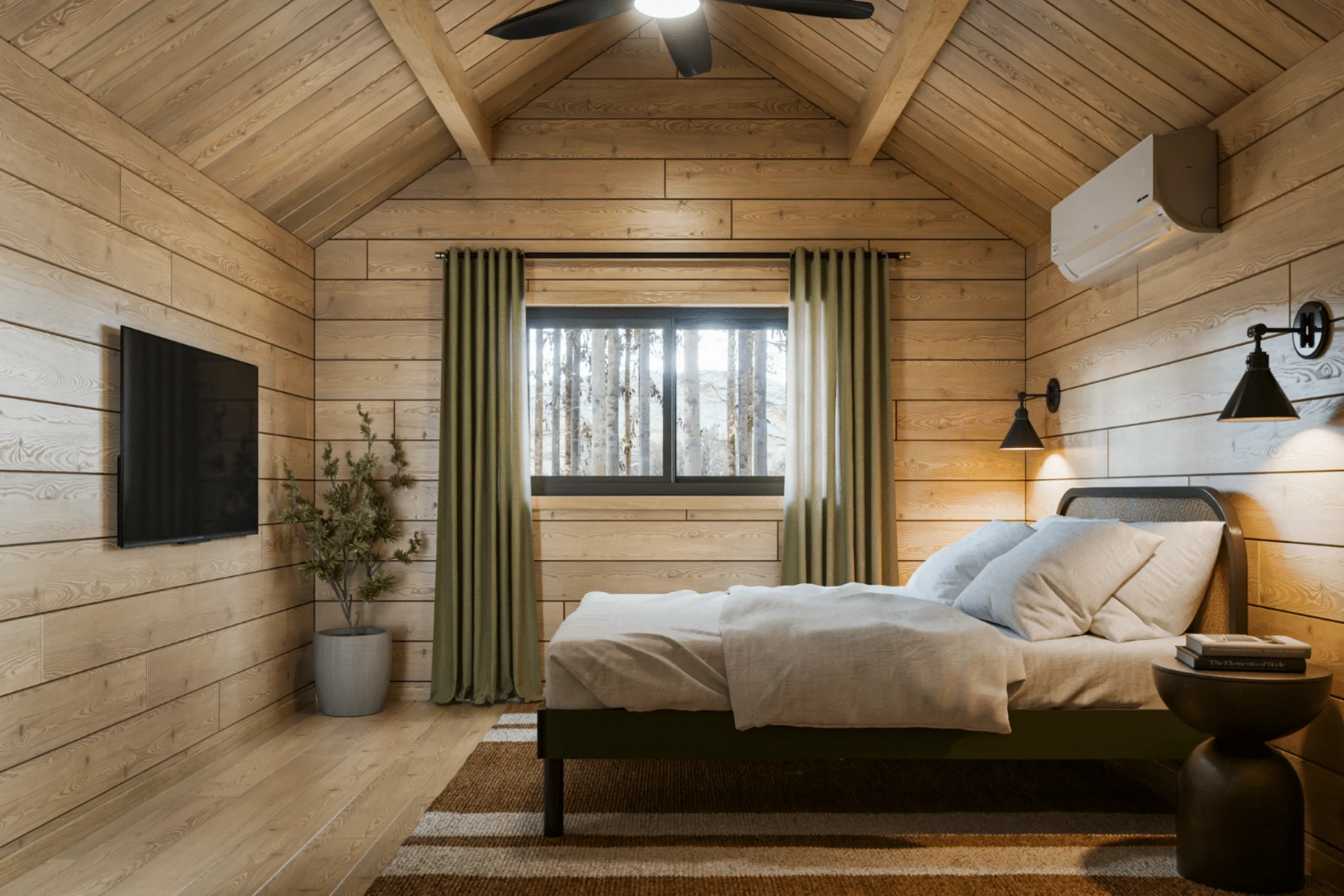 chambre murs bois cabane en rondins de 37m2 Zook Cabins chambre murs bois cabane en rondins de 37m2 Zook Cabins