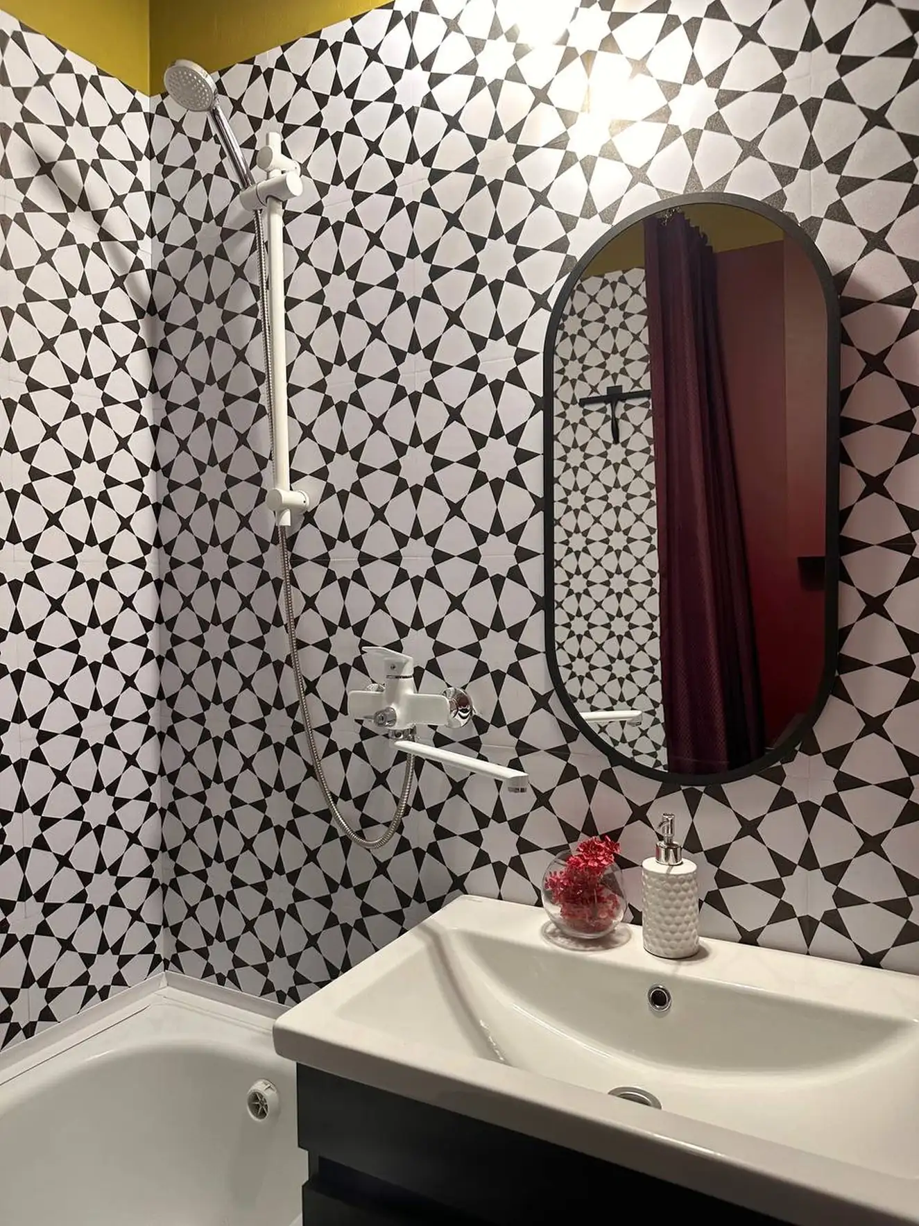 bathroom in green and burgundy 37sqm studio contemporary decor bathroom in green and burgundy 37sqm studio contemporary decor