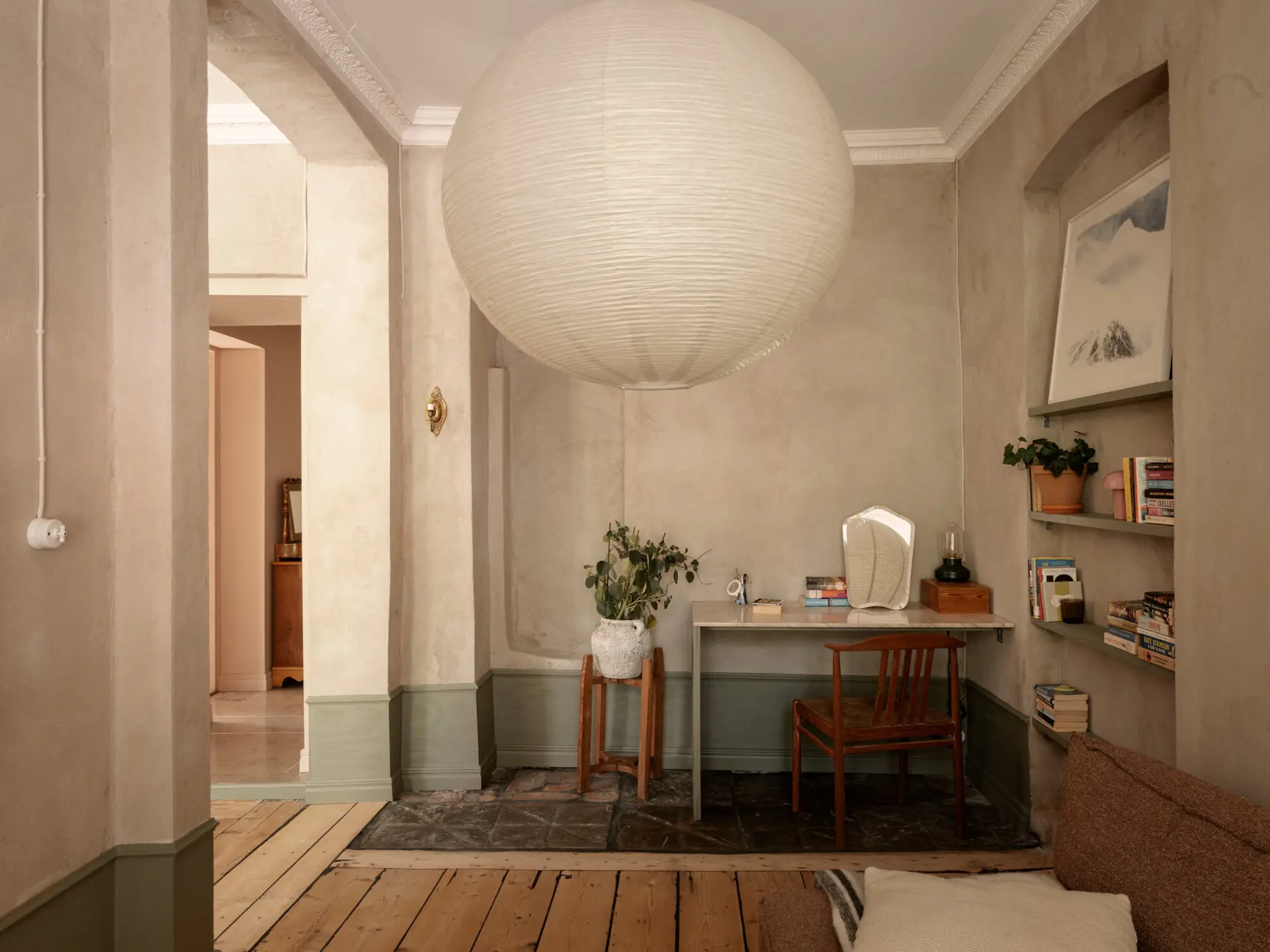home office and living room 56sqm apartement Scandinavian decor