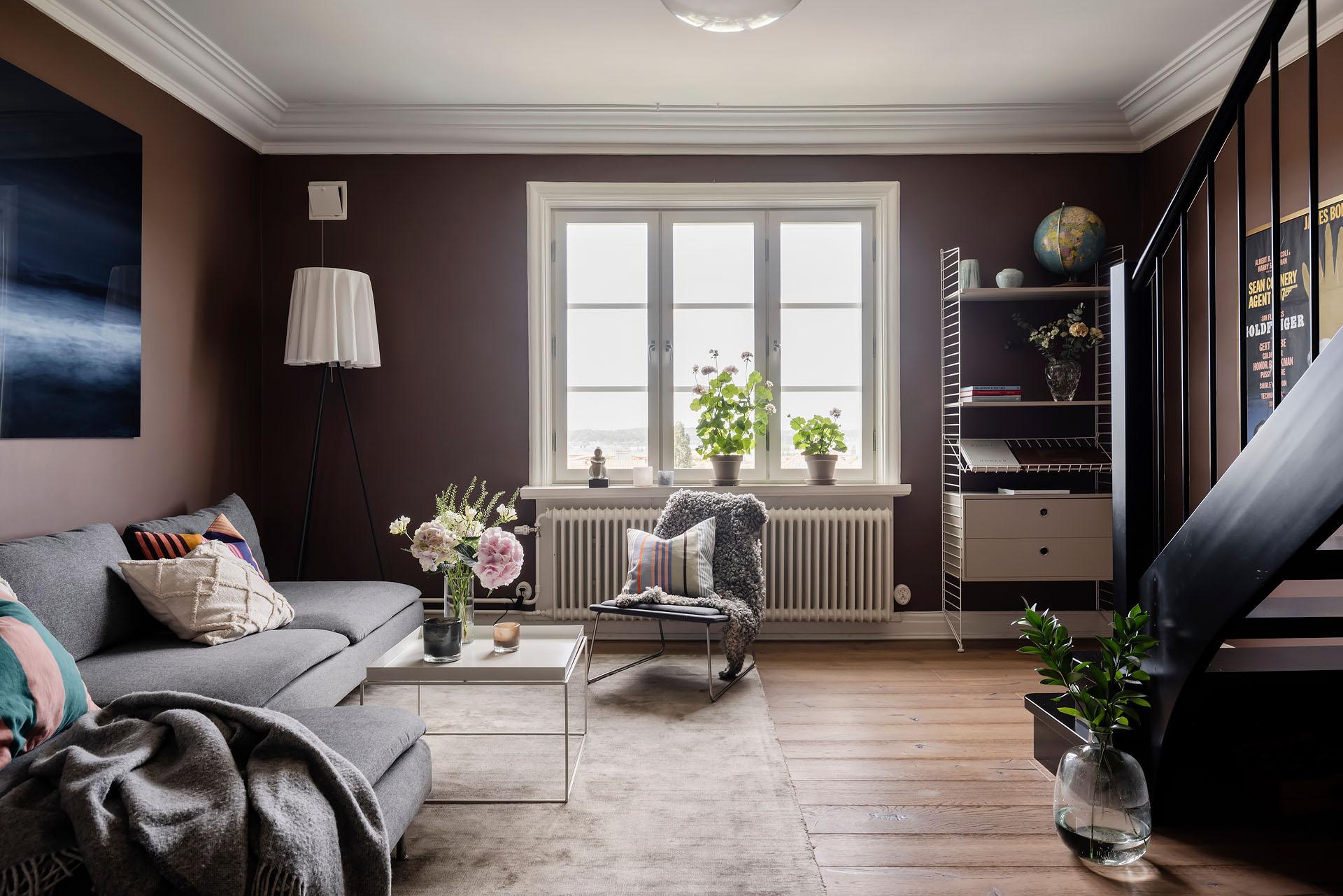 salon avec escalier décoration scandinave duplex 118m2