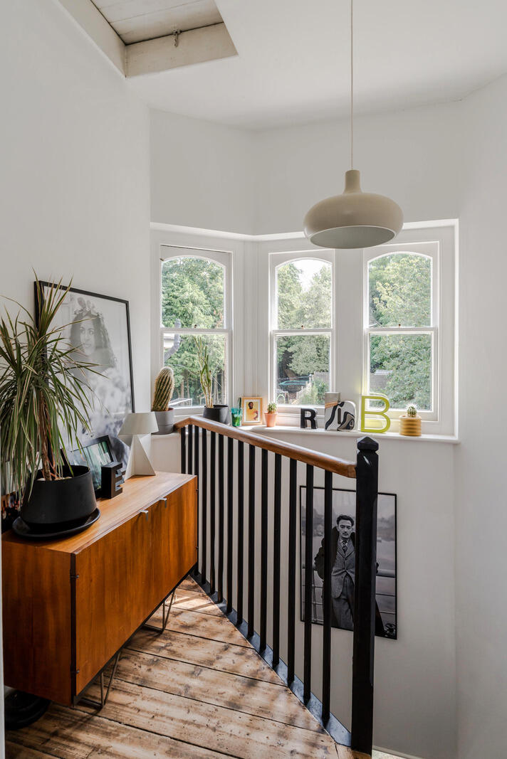 palier escalier appartement dans maison géorgienne rénovée Angleterre