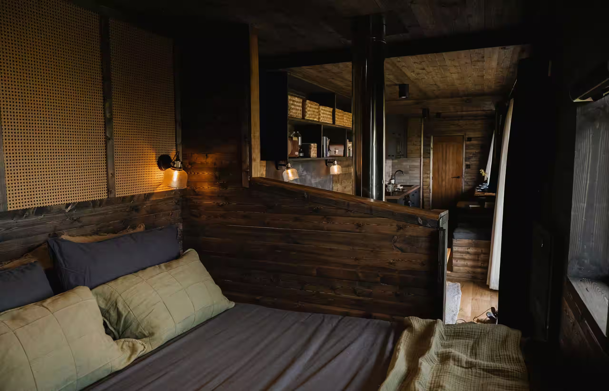 semi open bedroom in cabin