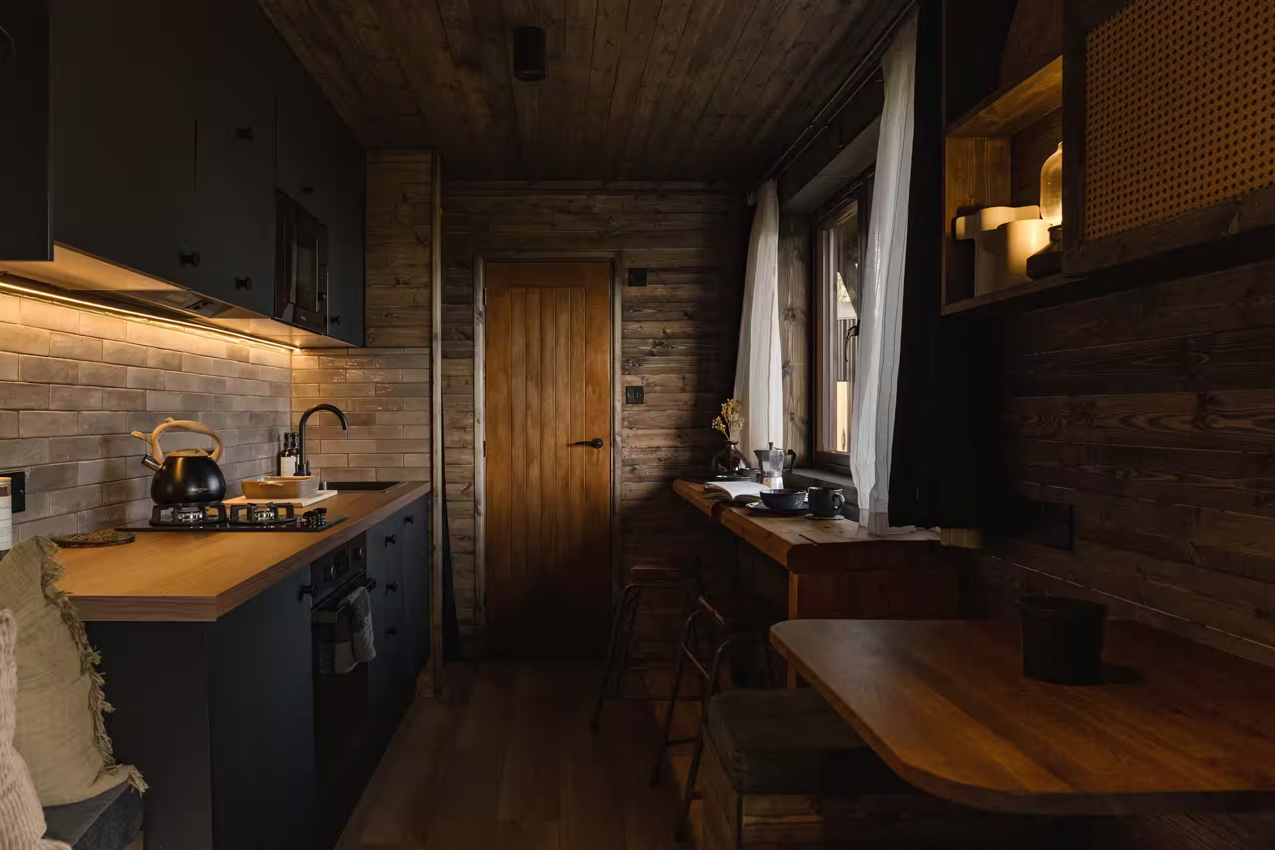 kitchen small wooden house in Devon The Nook