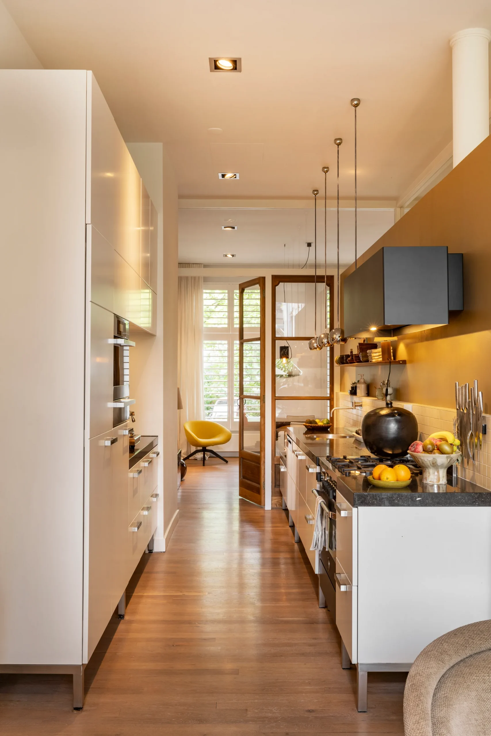 kitchen and living room 191sqm duplex apartment contemporary decor Amsterdam