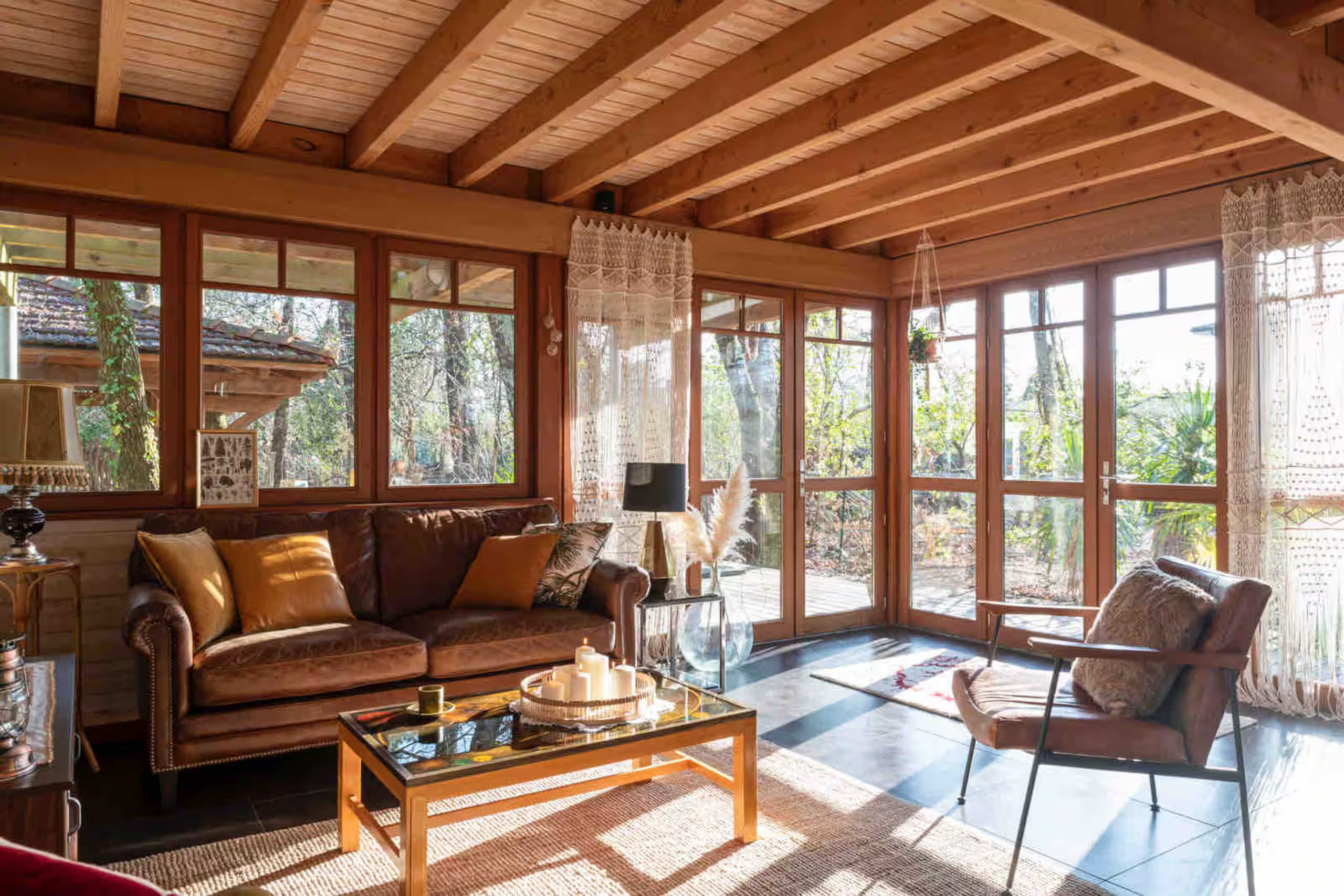 salon décoration vintage petite maison en bois de 67m2 pour les vacances Bassin d'Arcachon