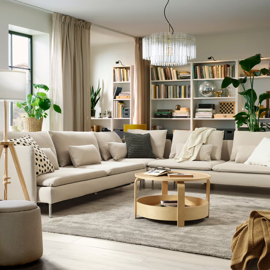 salon décoration contemporaine canapé IKEA SÖDERHAMN convertible angle beige