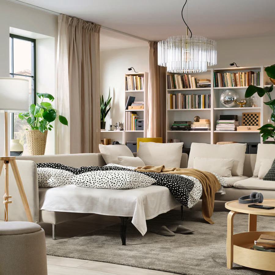 salon décoration contemporaine canapé IKEA SÖDERHAMN convertible angle beige