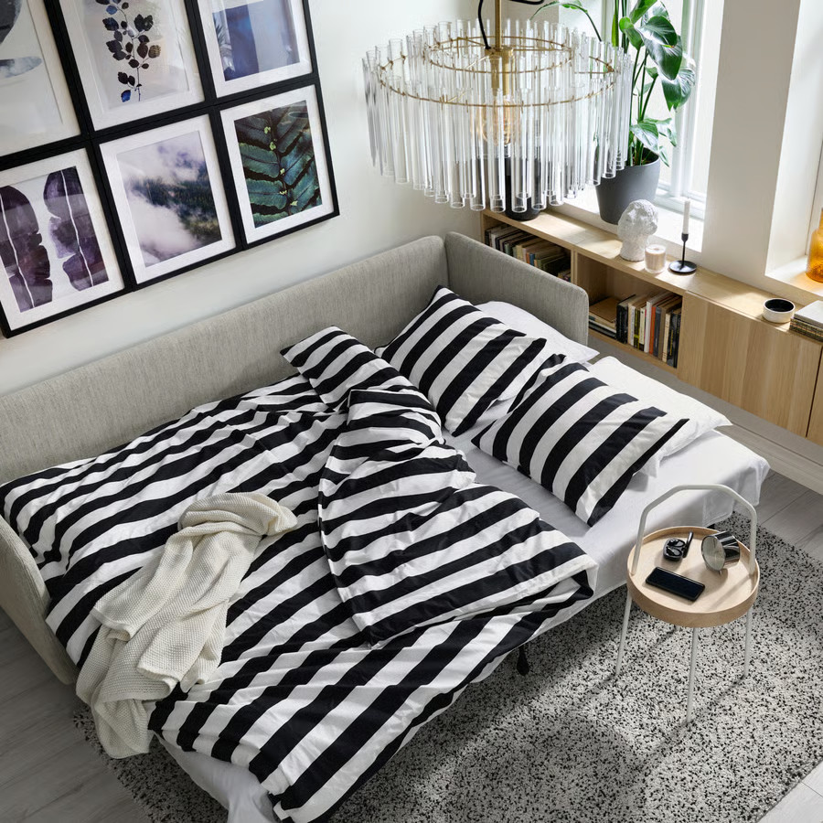 salon décoration contemporaine canapé IKEA SÖDERHAMN convertible gris