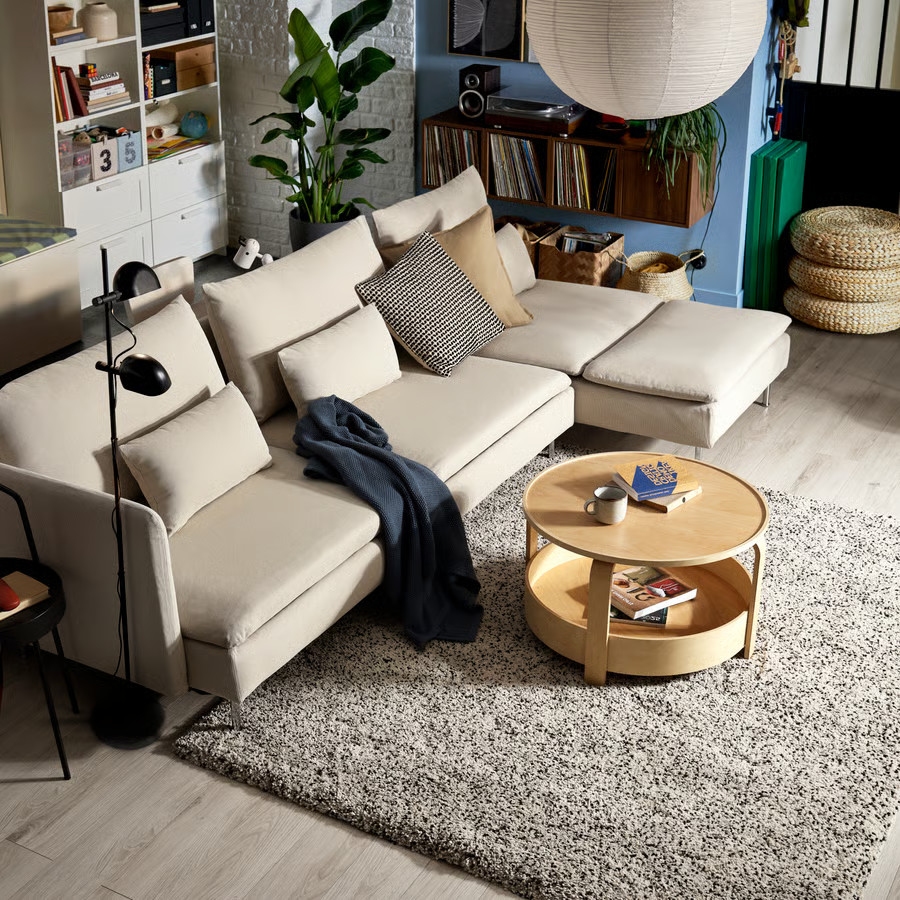 salon décoration contemporaine canapé IKEA SÖDERHAMN convertible angle beige