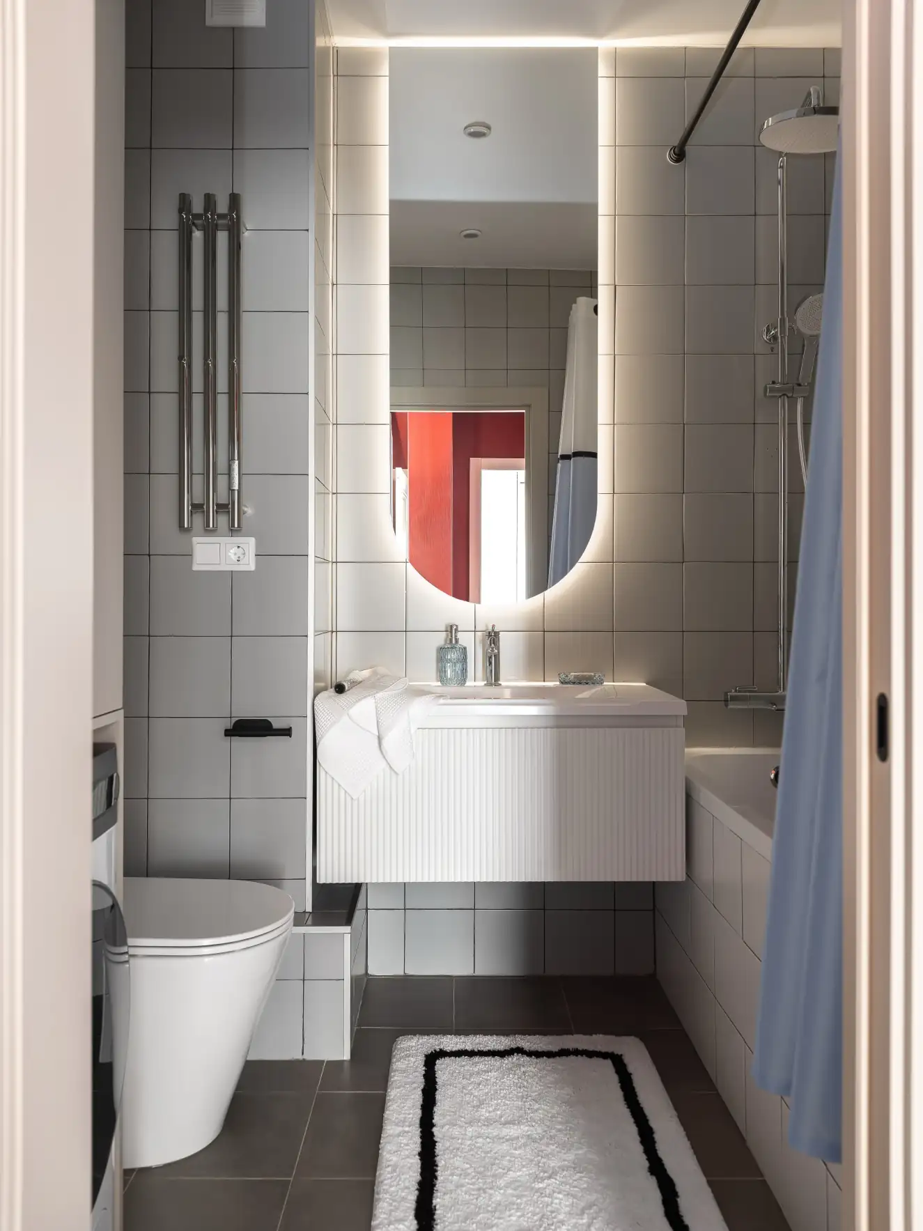 salle de bain grise et beige petit appartement de 44m2 décoration contemporaine
