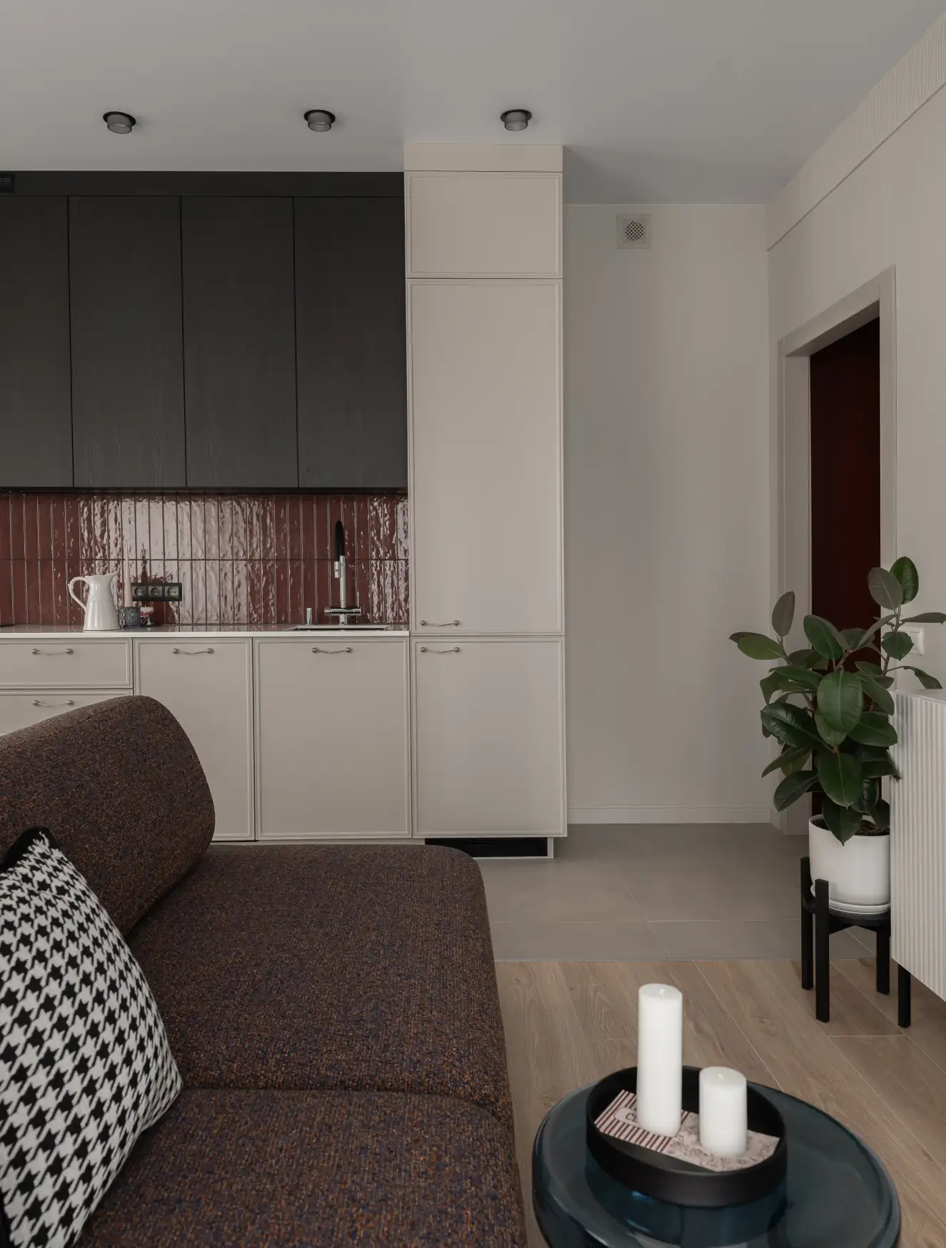salon et cuisine ouverte petit appartement de 44m2 décoration contemporaine