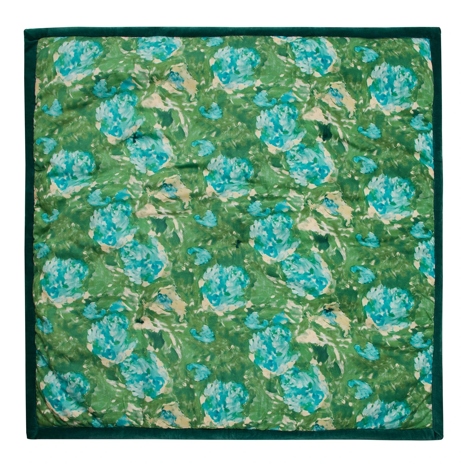 boutis velours vert et bleu