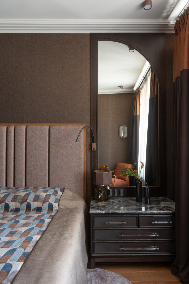 brown bedroom contemporary decor 120sqm apartment