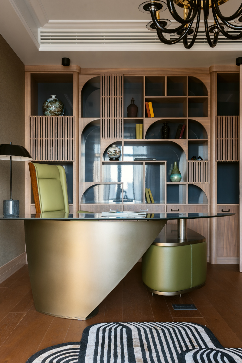 home office with bespoke library