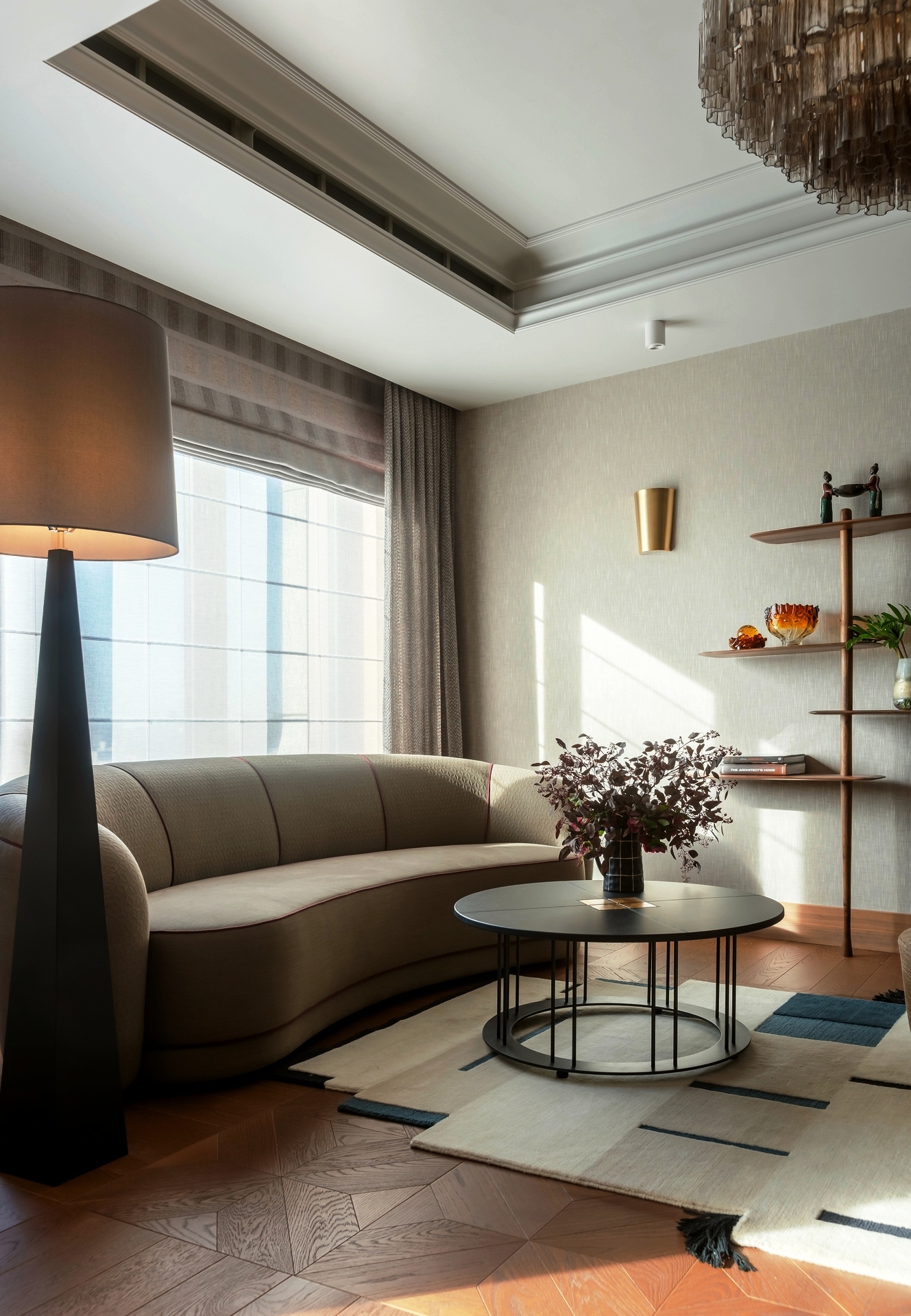 living room with bay window contemporary decor 120sqm apartment