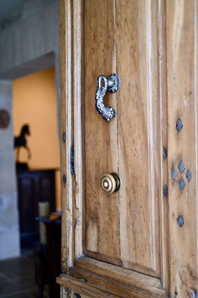 Entrance historic wood door Mas de Peint Camargue France