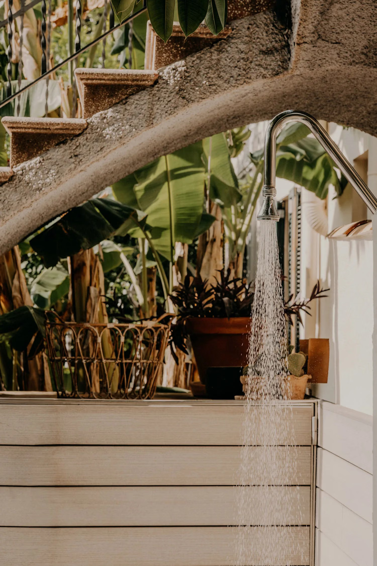 douche dans jardin