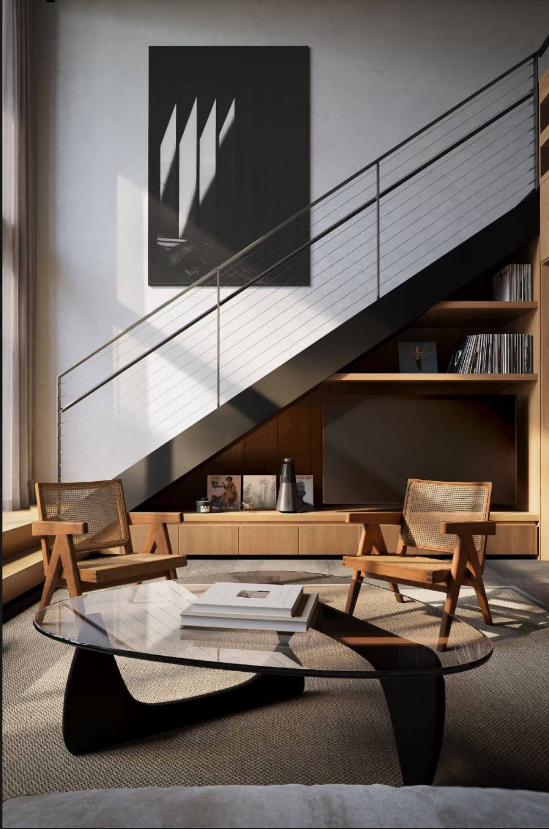 escalier métal design noir dans salon double hauteur escalier métal design noir dans salon double hauteur