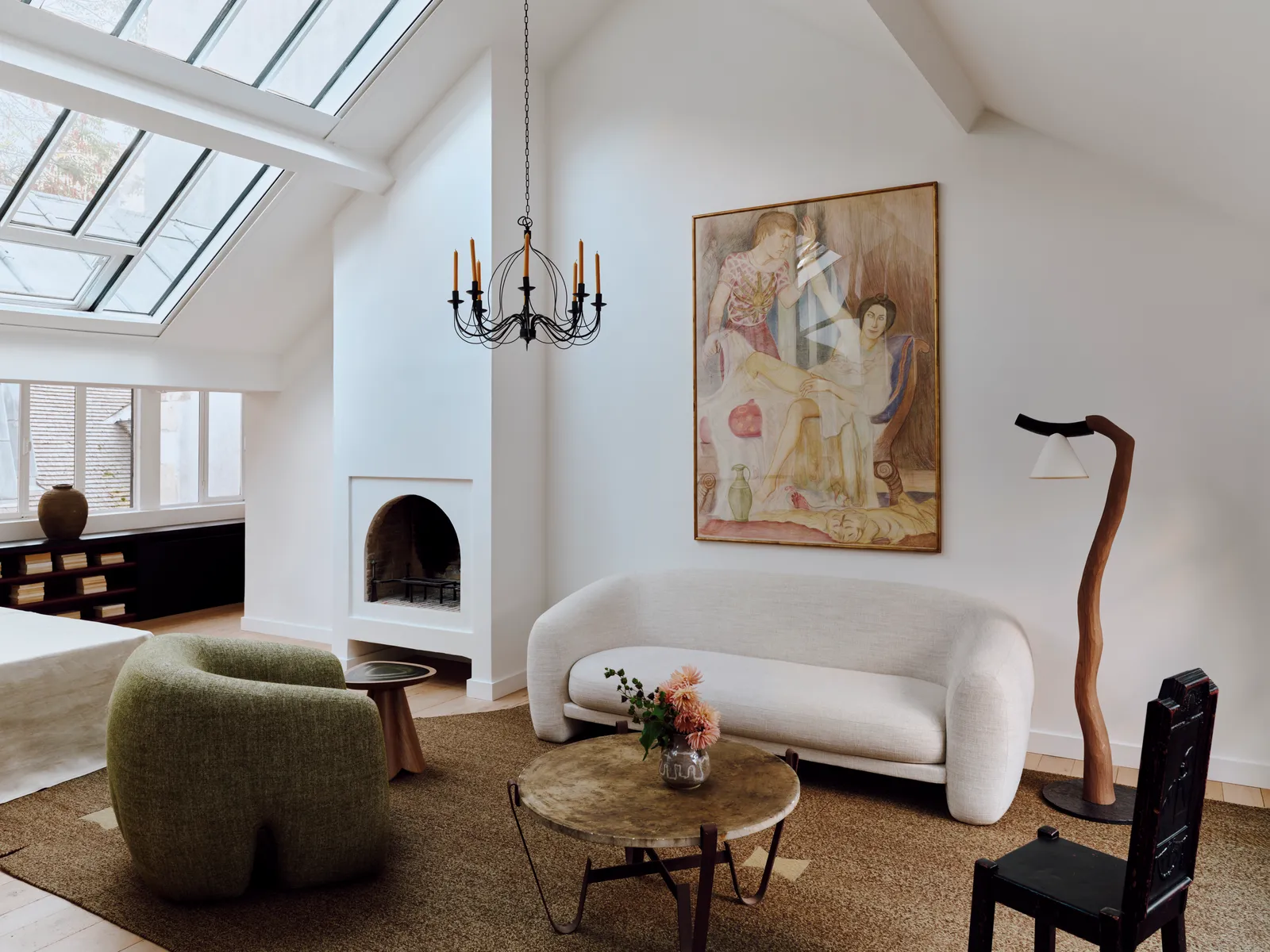 atelier d atelier d'artiste avec verrière zénithale salon décoration contemporaine
