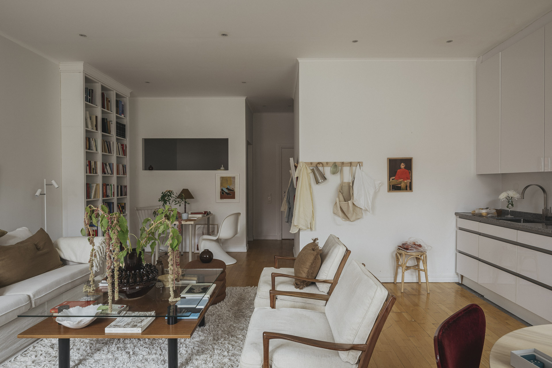 cuisine ouverte et salon décoration scandinave appartement 50m2