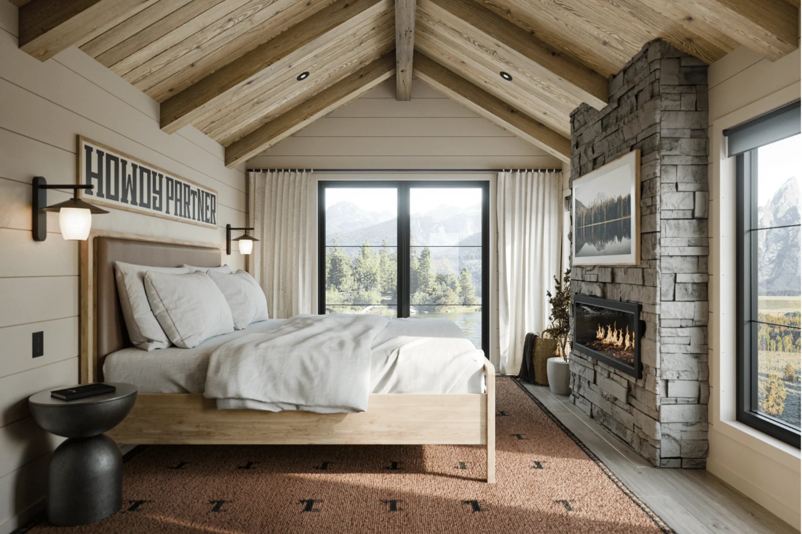 chambre avec cheminée électrique