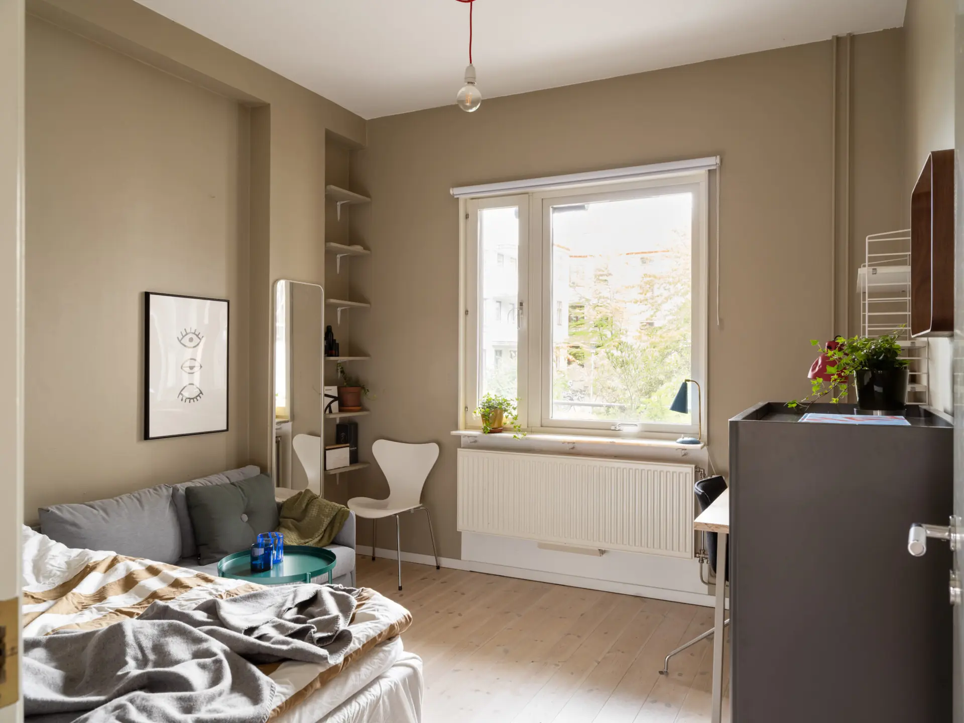 chambre ado beige kaki décoration scandinave