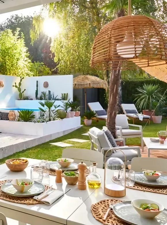 jardin de ville avec mini piscine et pergola