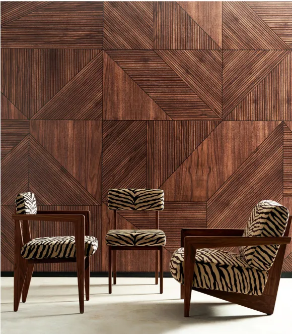 papier-peint trompe-l'oeil marqueterie de bois La Redoute