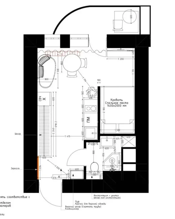 plan studio 24m2