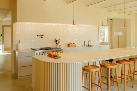 designer kitchen Casa Carolina house in Emporda Spain with pool