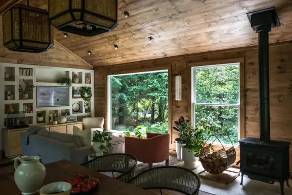 salon cabane en bois décoration contemporaine