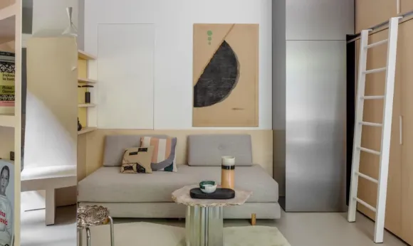 salon décoration design deux-pièces 40m2 Milan