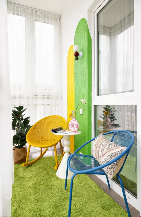loggia fermée décoration colorée