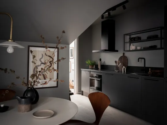 cuisine noir murs gris