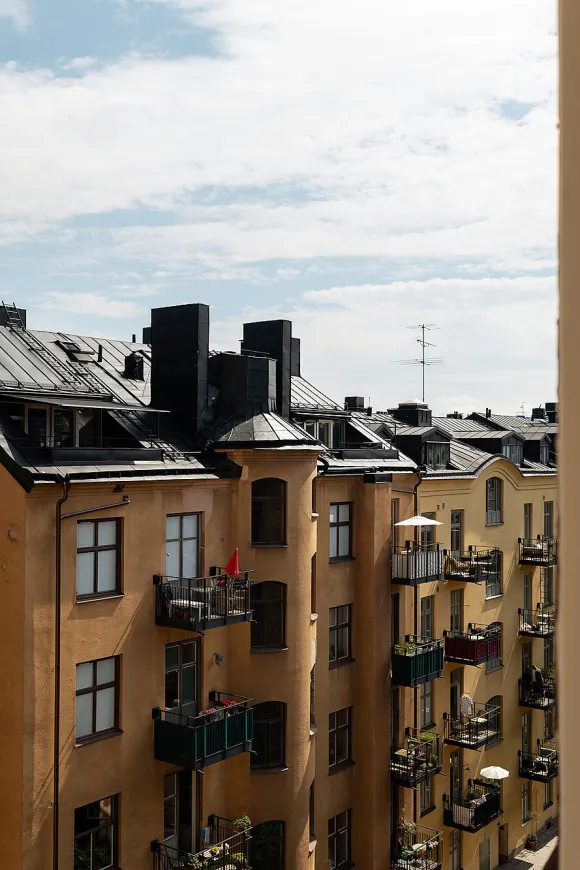 immeuble ancien Suède façade terracotta