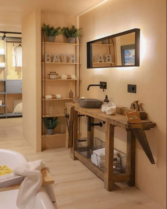 salle de bain rustique